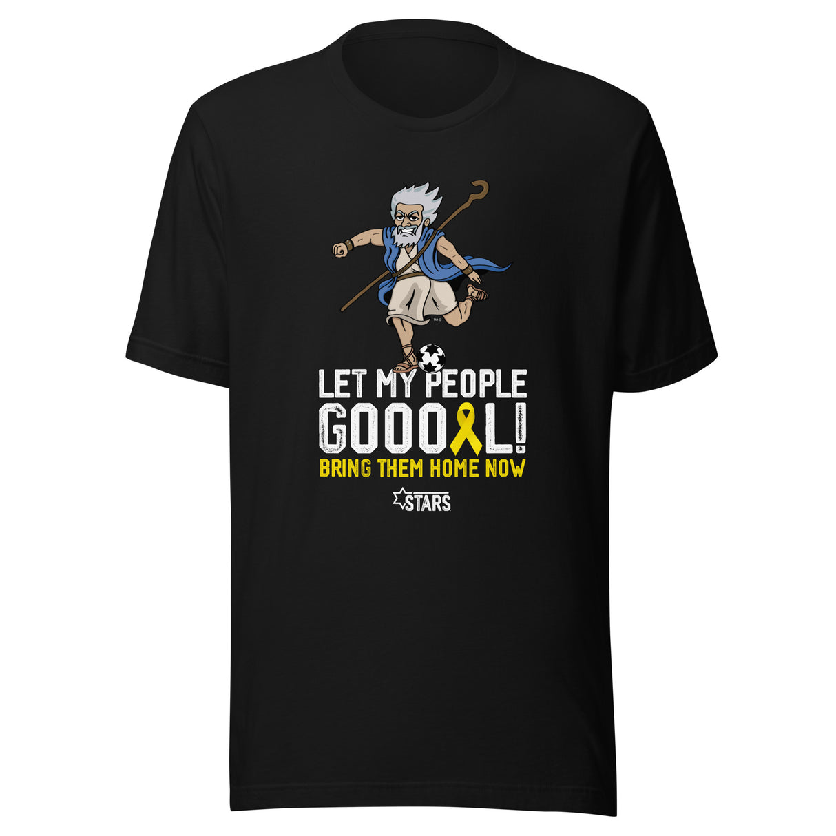 Moses Mascot Let My People GOOOAL Ribbon Unisex T-shirt (100% Donation)