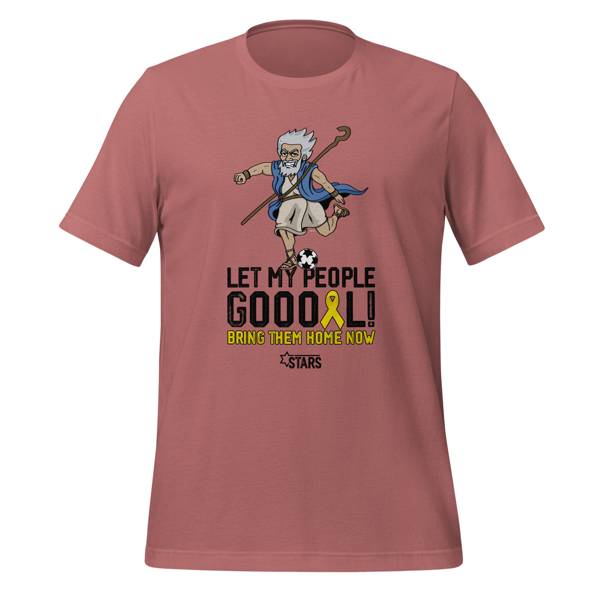 Moses Mascot Let My People GOOOAL Ribbon Unisex T-shirt (100% Donation)