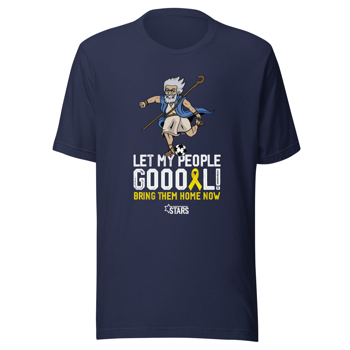Moses Mascot Let My People GOOOAL Ribbon Unisex T-shirt (100% Donation)