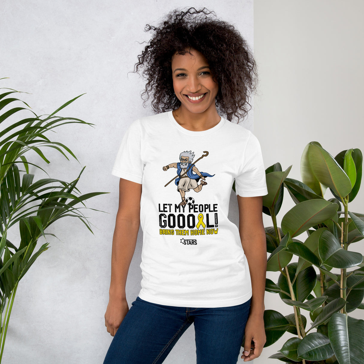 Moses Mascot Let My People GOOOAL Ribbon Unisex T-shirt (100% Donation)