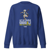 Moses Mascot Let My People GOOOAL Ribbon Unisex Premium Crew Sweatshirt (100% Donation)